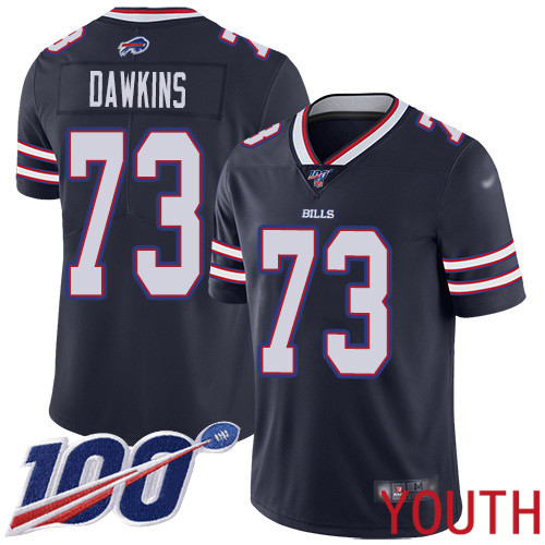 Youth Buffalo Bills 73 Dion Dawkins Limited Navy Blue Inverted Legend 100th Season NFL Jersey